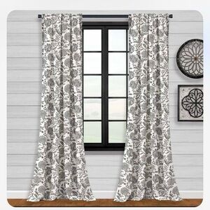 Floral black and White Curtains